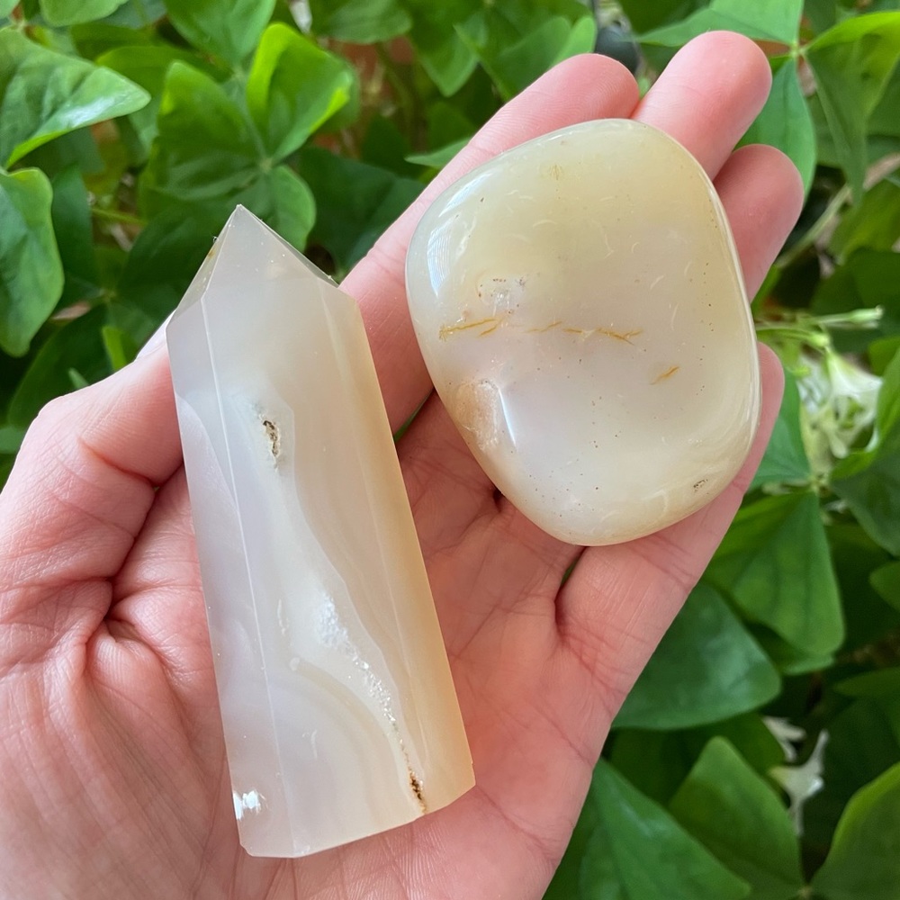 ⭐️2 Agate Crystals⭐️ Tower & Palm Stone